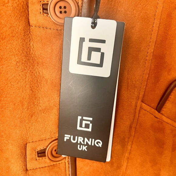 UK Washed Tan Shearling Sheepskin Jacket, Luxury Leather Women's Jacket - Picture 4 of 11